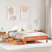 Cama sin colchón madera maciza de pino marrón cera 160x200 cm