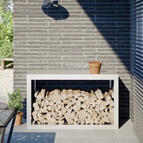 Leñero de acero blanco 100x40x60