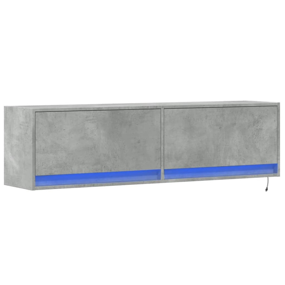 Mueble de pared TV con luces LED gris hormigón 140x31x38