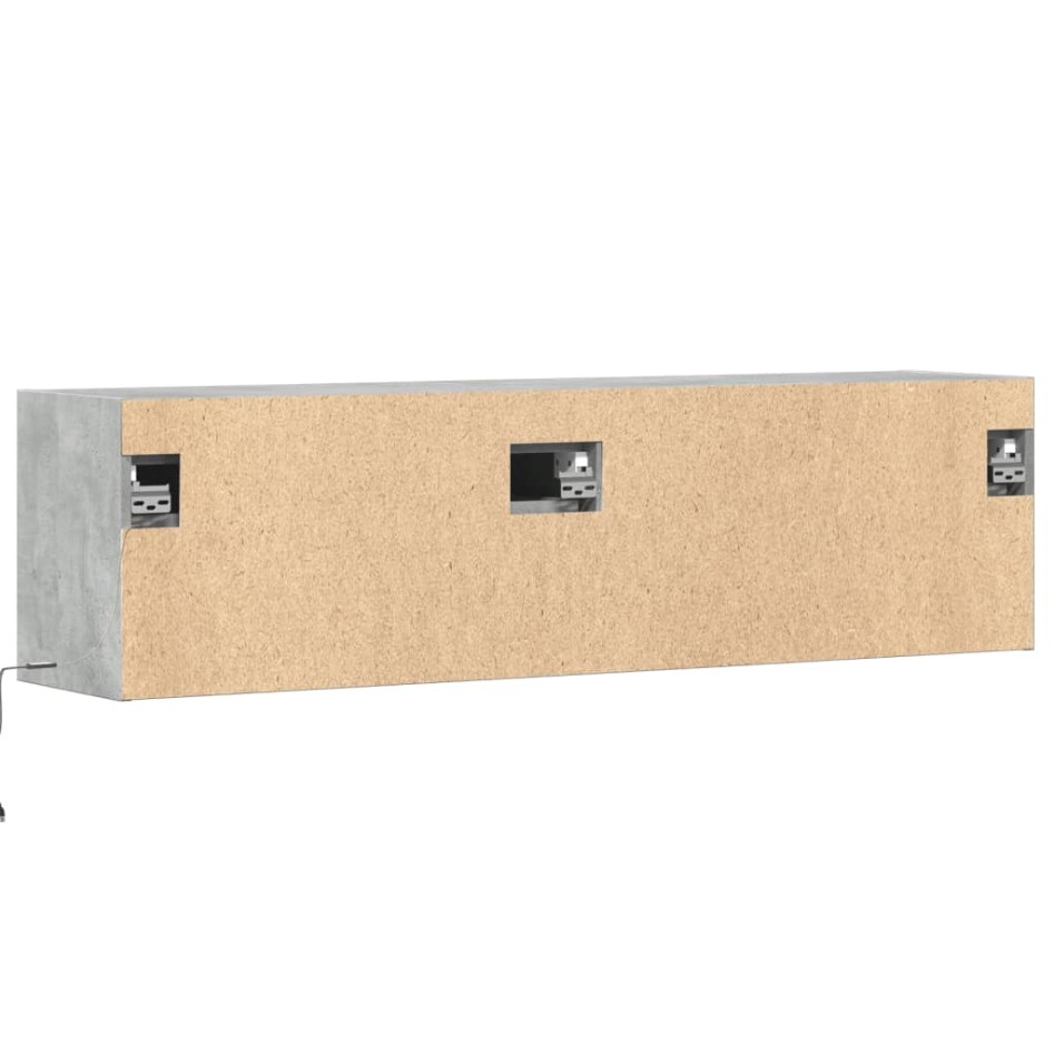 Mueble de pared TV con luces LED gris hormigón 140x31x38