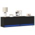 Mueble de TV de pared con luces LED negro 140x31x38