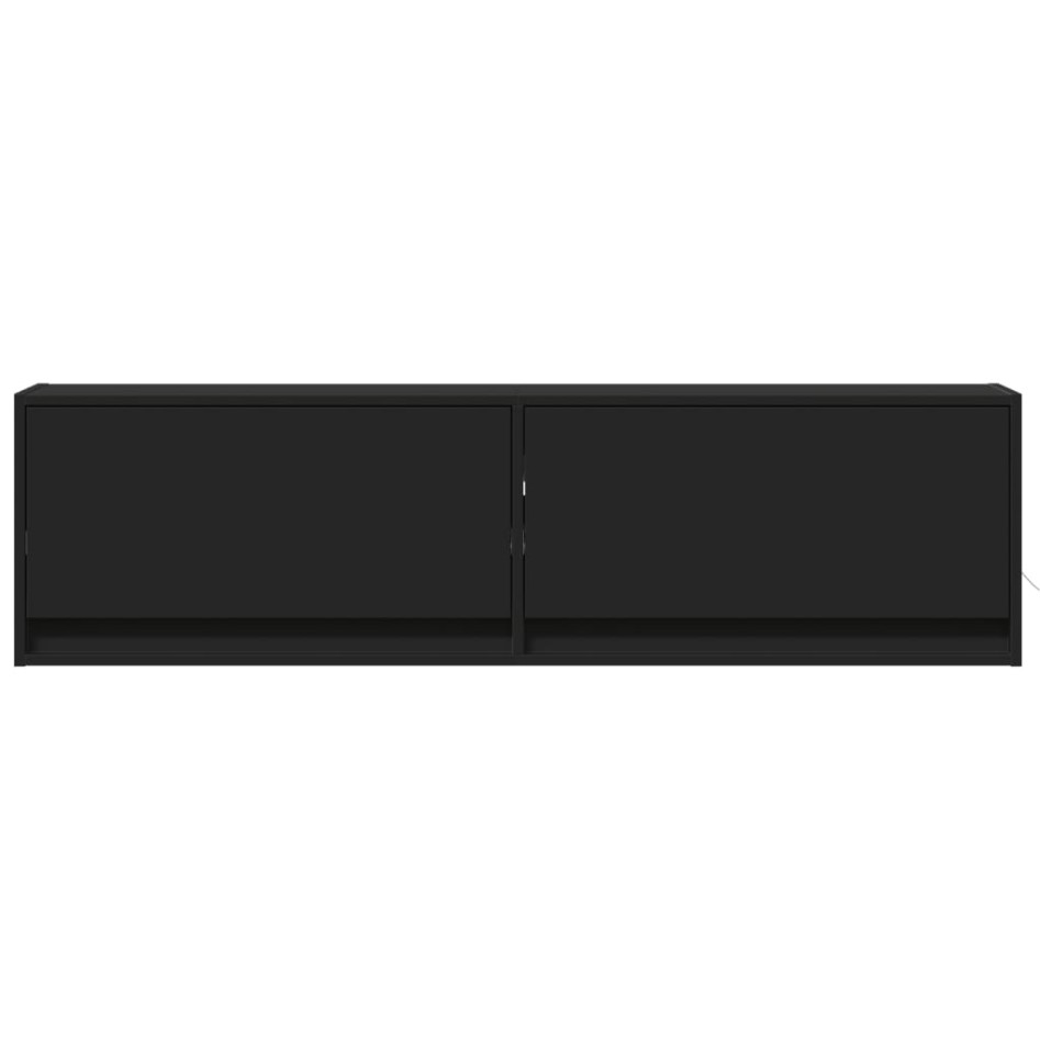 Mueble de TV de pared con luces LED negro 140x31x38