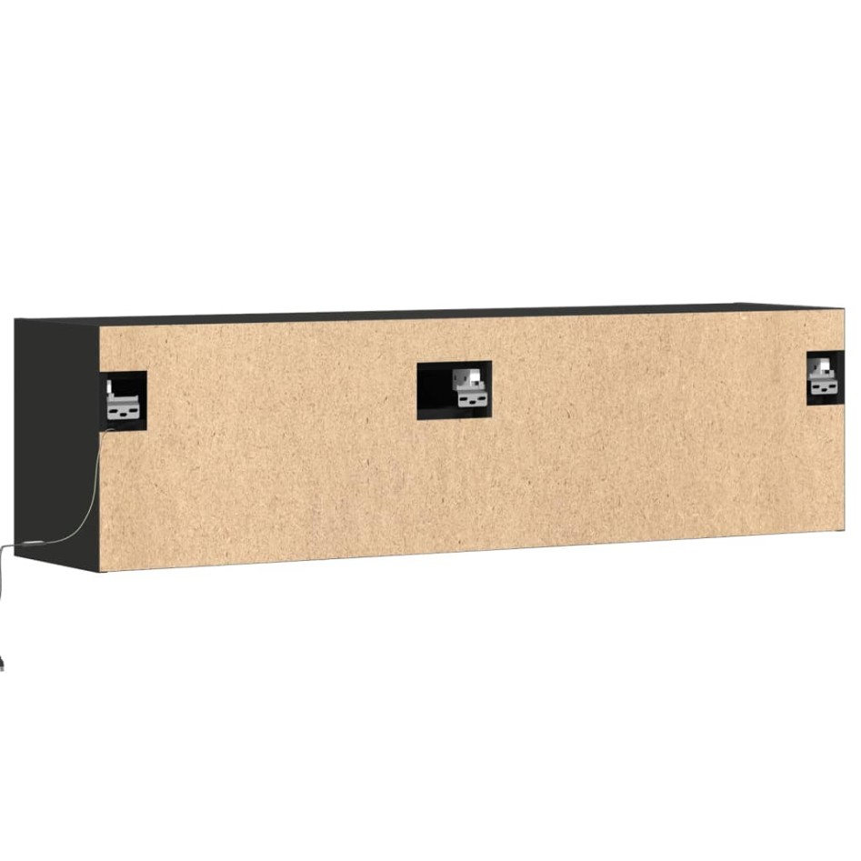 Mueble de TV de pared con luces LED negro 140x31x38