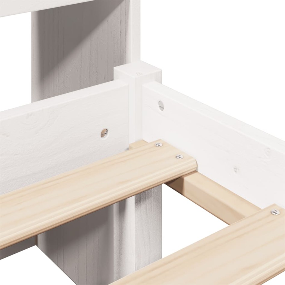 Cama con estantería sin colchón madera maciza blanca 160x200