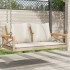 Banco columpio con cojines ratán sintético beige 109x62x40