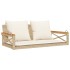 Banco columpio con cojines ratán sintético beige 109x62x40