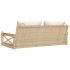 Banco columpio con cojines ratán sintético beige 109x62x40