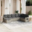 Set de sofás de jardín 8 pzas y cojines ratán sintético gris