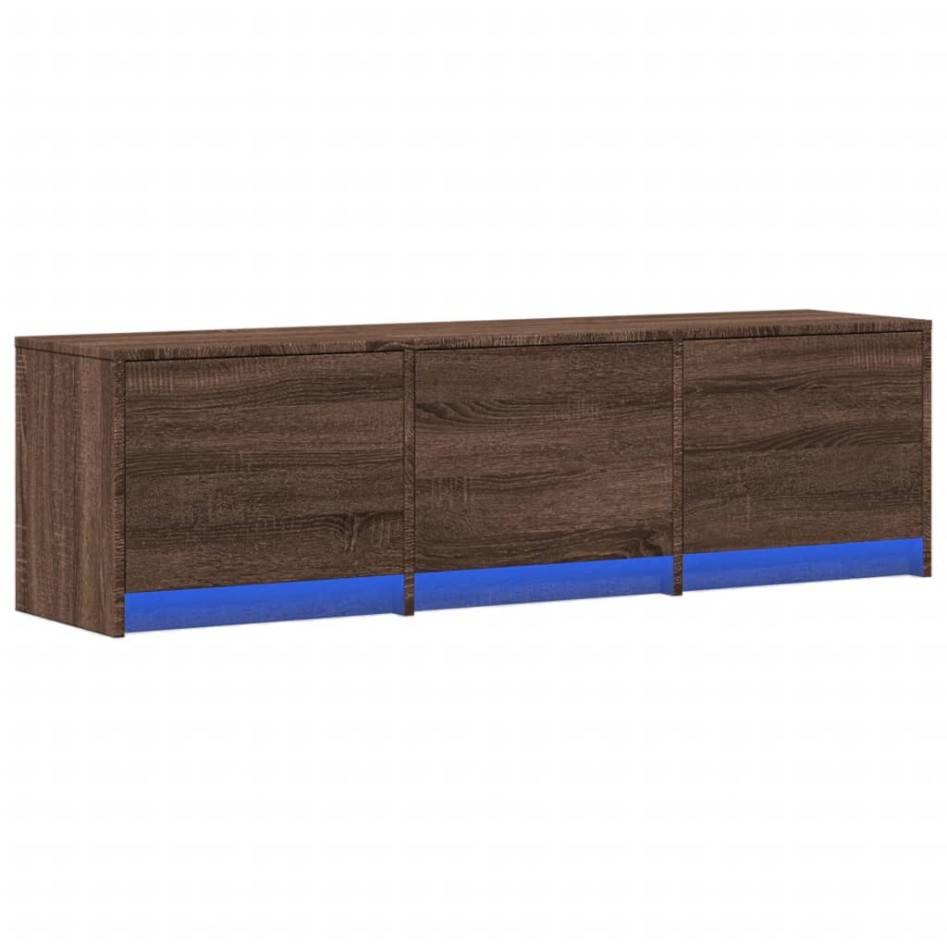 Mueble de TV LED madera ingeniería marrón roble 140x34x40
