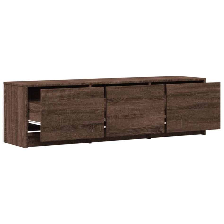 Mueble de TV LED madera ingeniería marrón roble 140x34x40