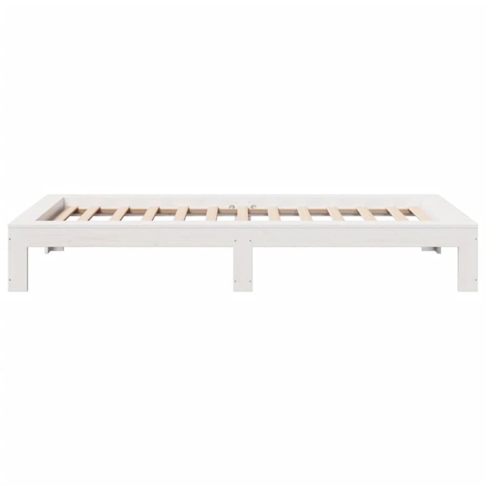 Estructura de cama sin colchón madera maciza blanca 75x190