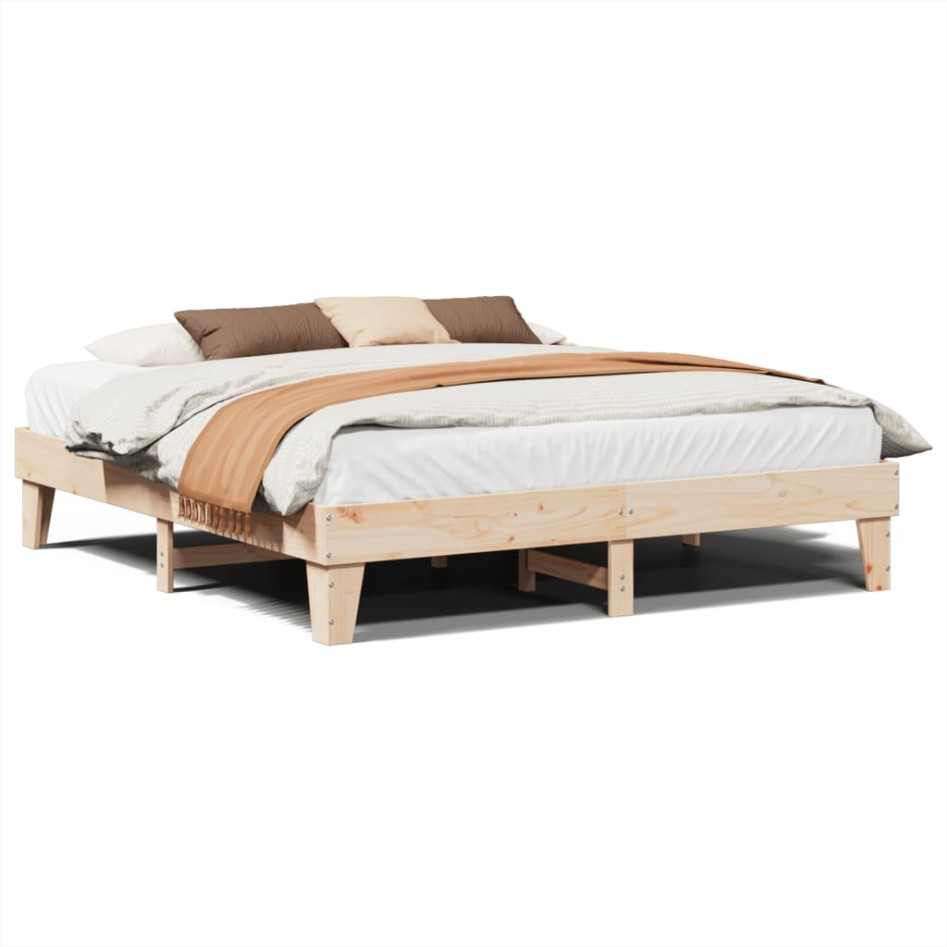 Estructura de cama sin colchón madera maciza de pino 200x200