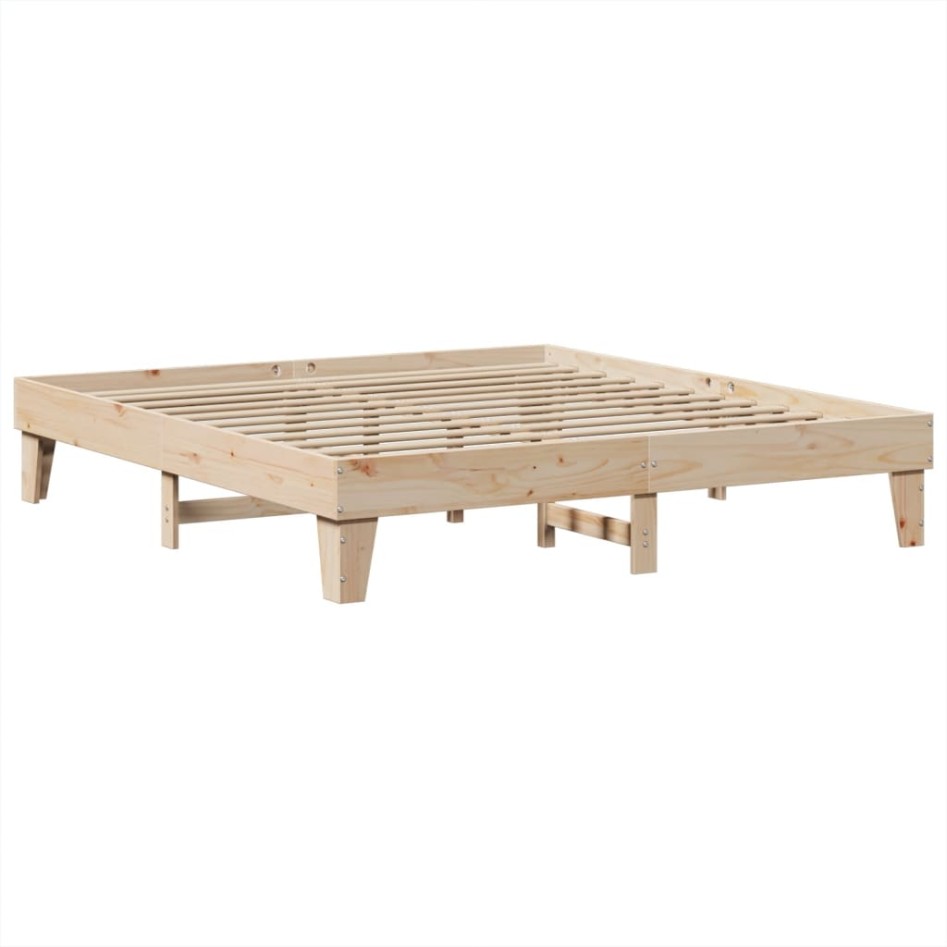 Estructura de cama sin colchón madera maciza de pino 200x200