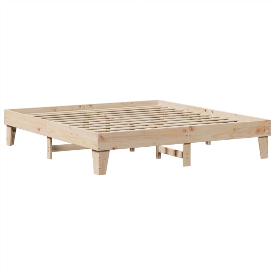 Estructura de cama sin colchón madera maciza de pino 200x200