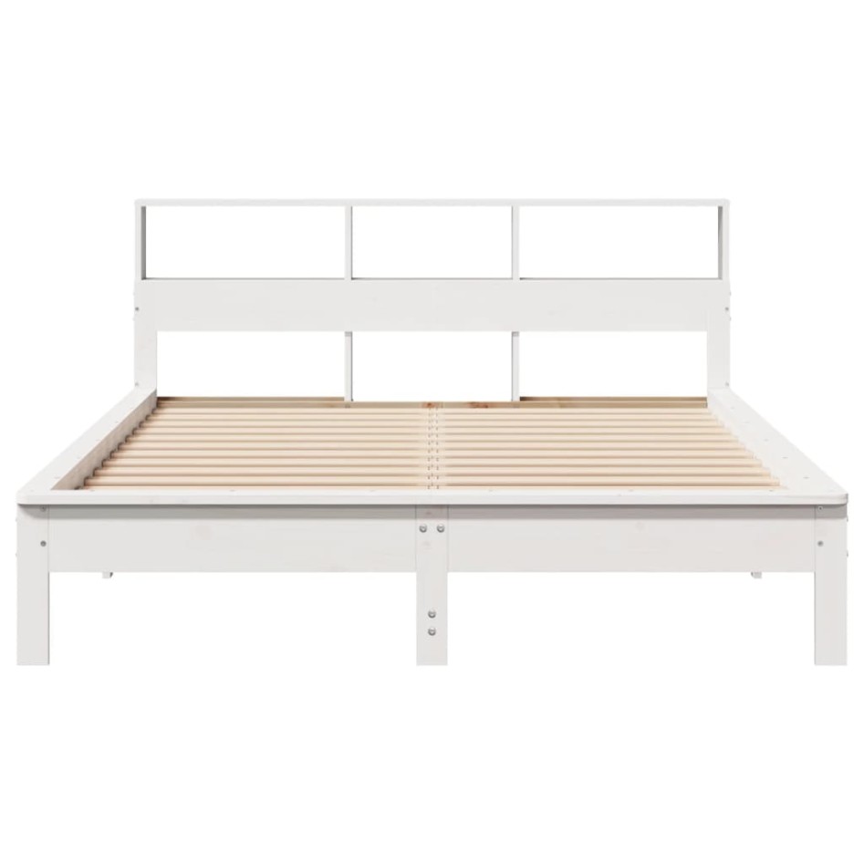 Cama con estantería sin colchón madera maciza blanca 120x200