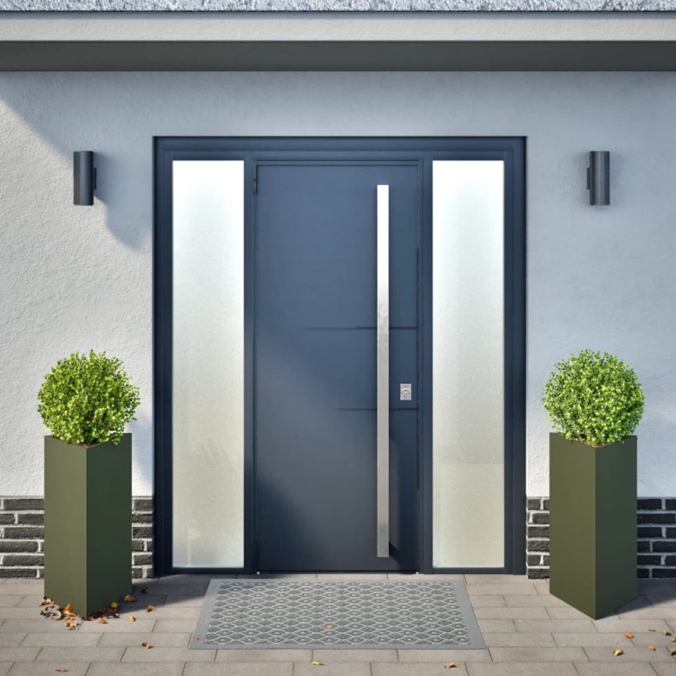 Jardineras triangulares 2 uds acero verde oliva 40x34,5x70