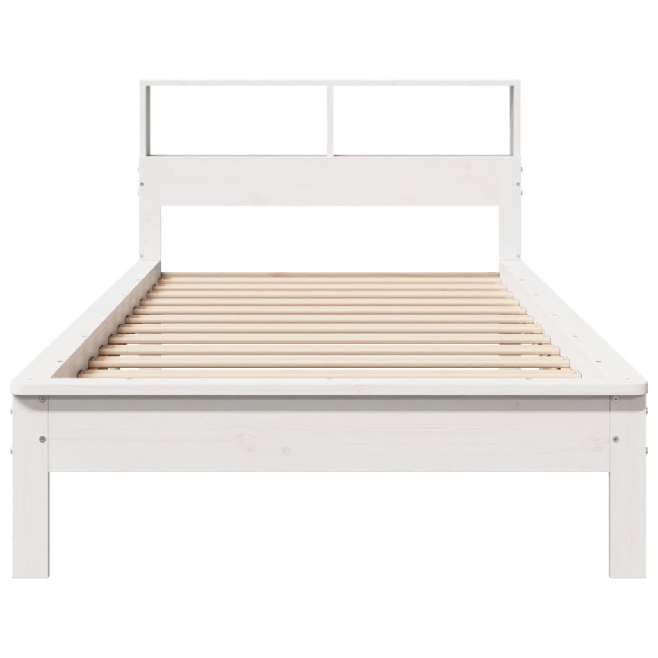 Cama con estantería sin colchón madera maciza blanca 75x190