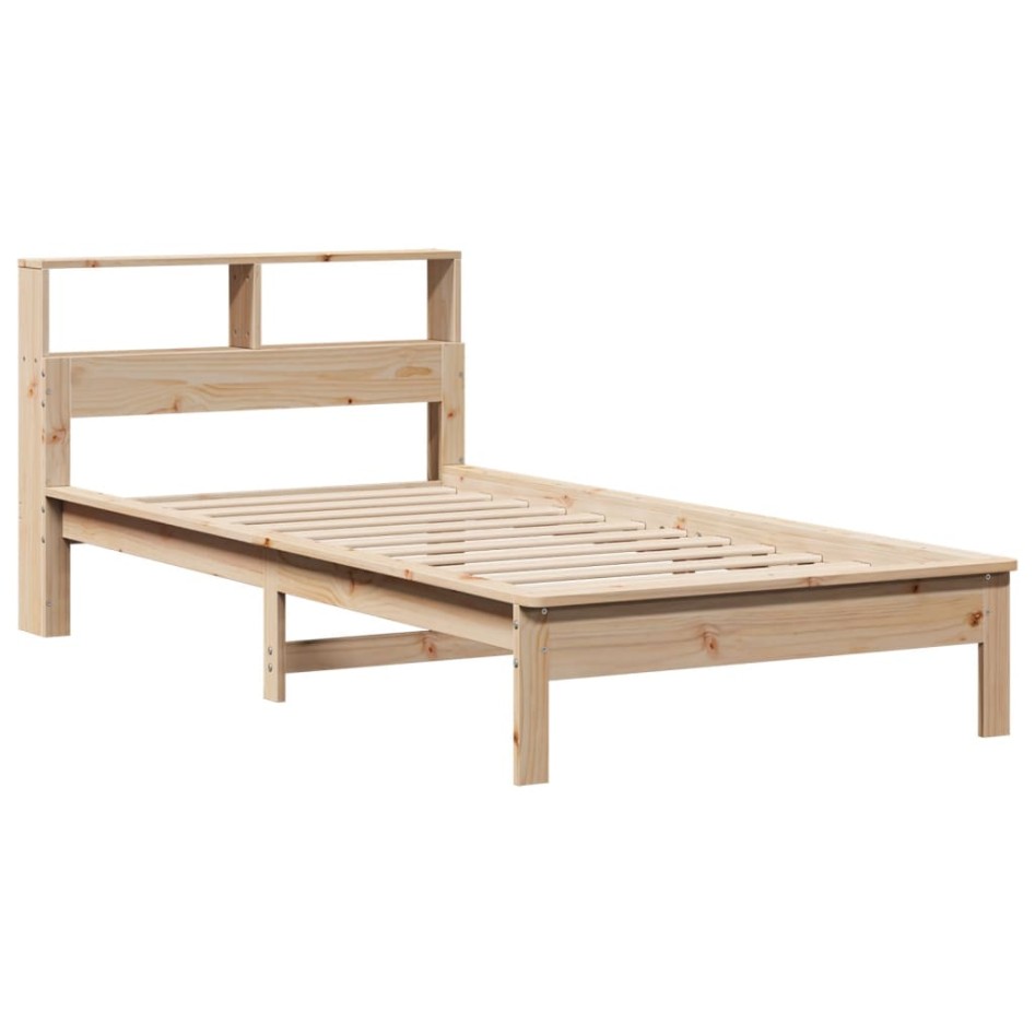 Cama con estantería sin colchón madera maciza de pino 90x200