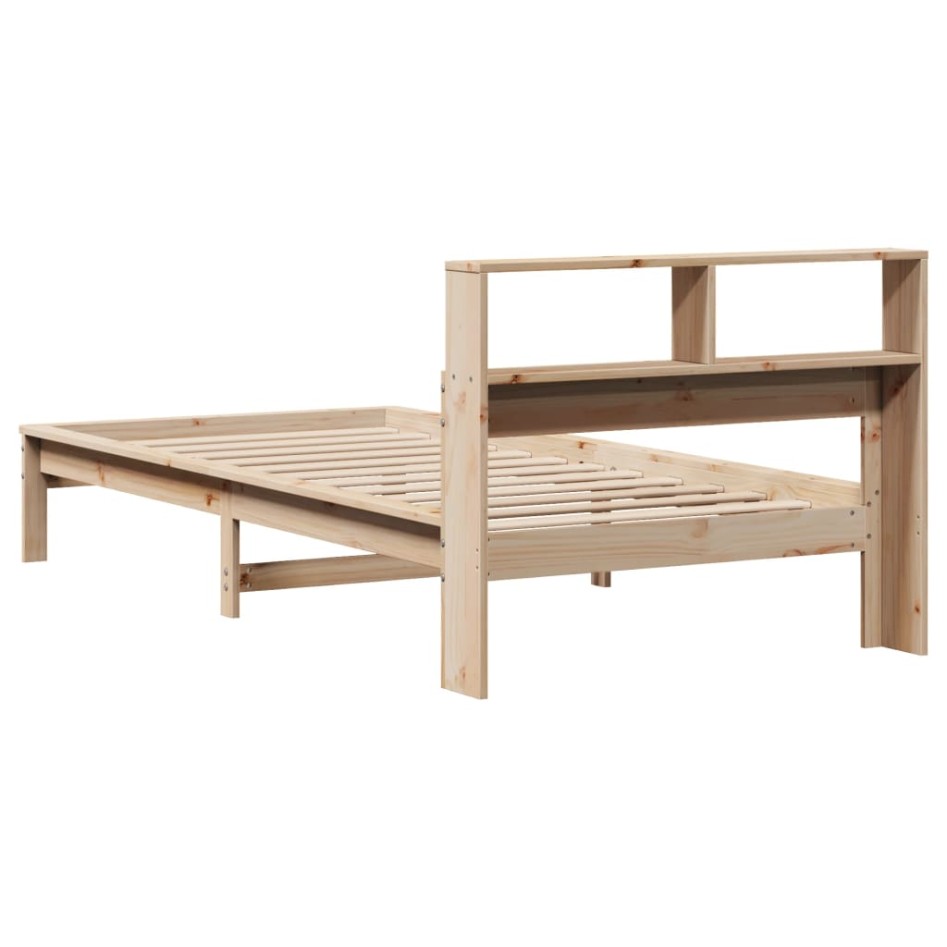 Cama con estantería sin colchón madera maciza de pino 90x200