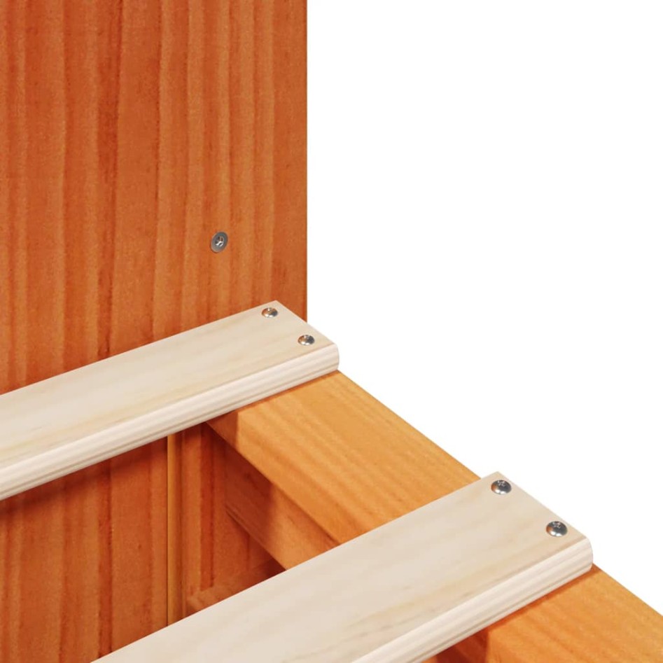 Cama con estantería sin colchón madera maciza marrón