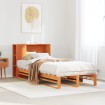 Cama con estantería sin colchón madera maciza marrón 100x200 cm