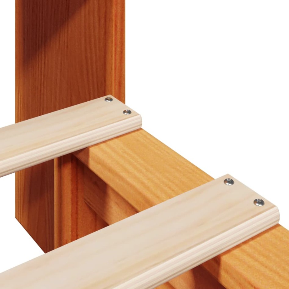 Cama con estantería sin colchón madera maciza marrón 100x200