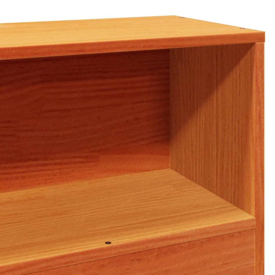 Cama con estantería sin colchón madera maciza marrón 100x200