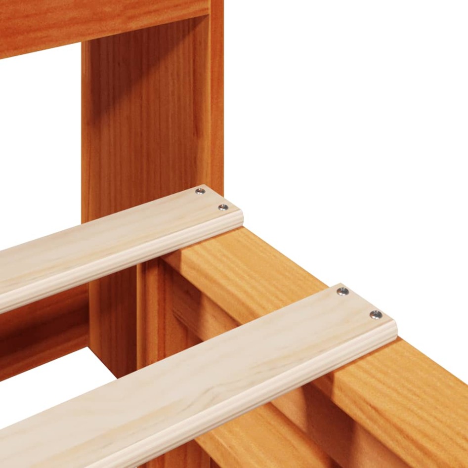 Cama con estantería sin colchón madera maciza marrón