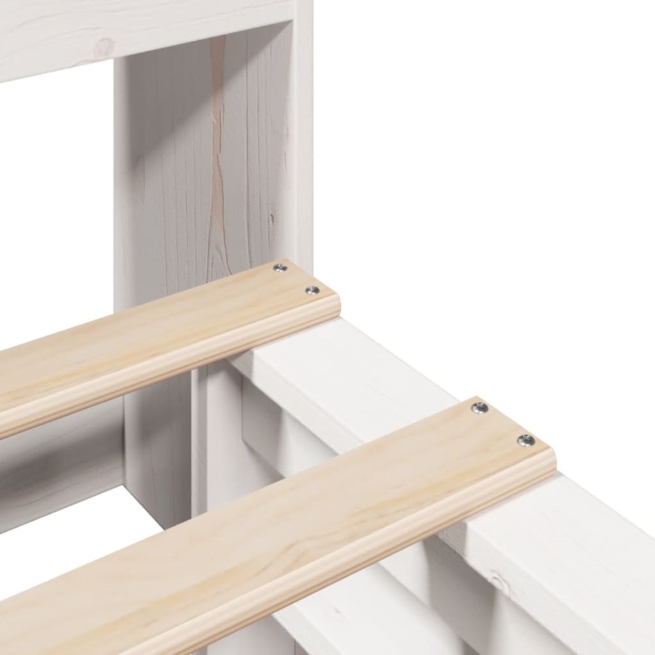 Cama con estantería sin colchón madera maciza blanca 160x200