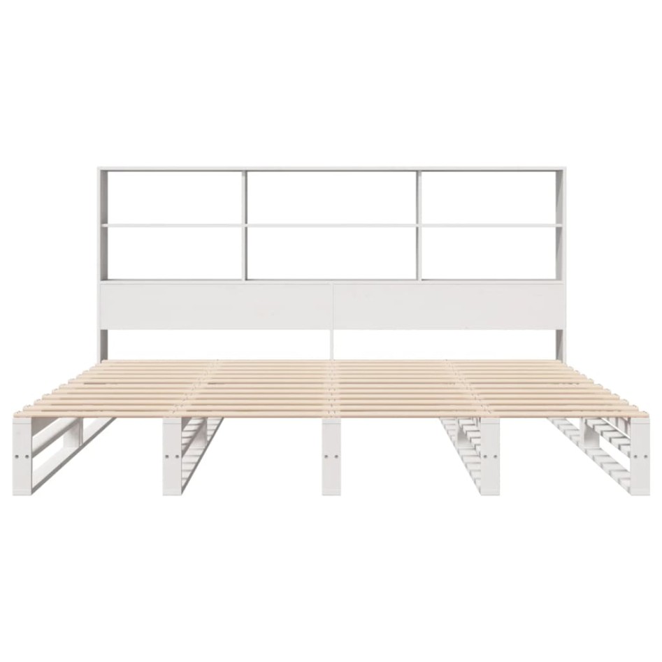 Cama con estantería sin colchón madera maciza blanca 200x200