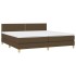 Cama box spring con colchón LED tela marrón oscuro 200x200