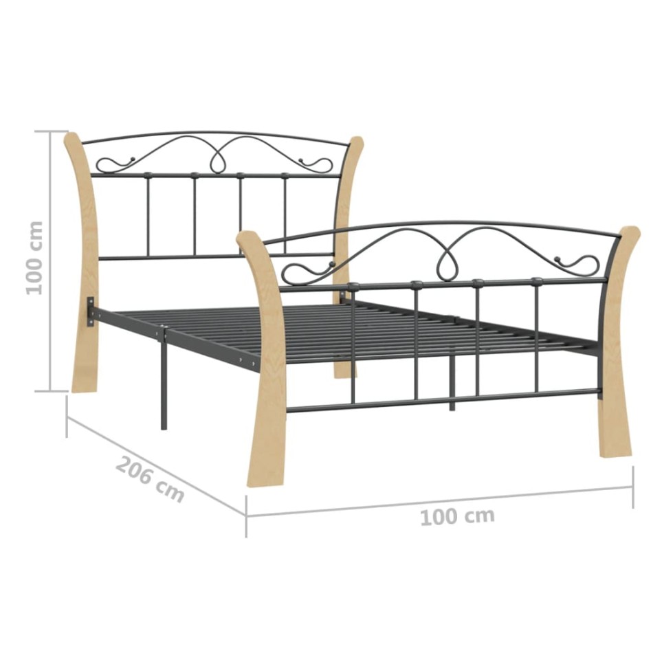 Estructura de cama de metal negro 100x200