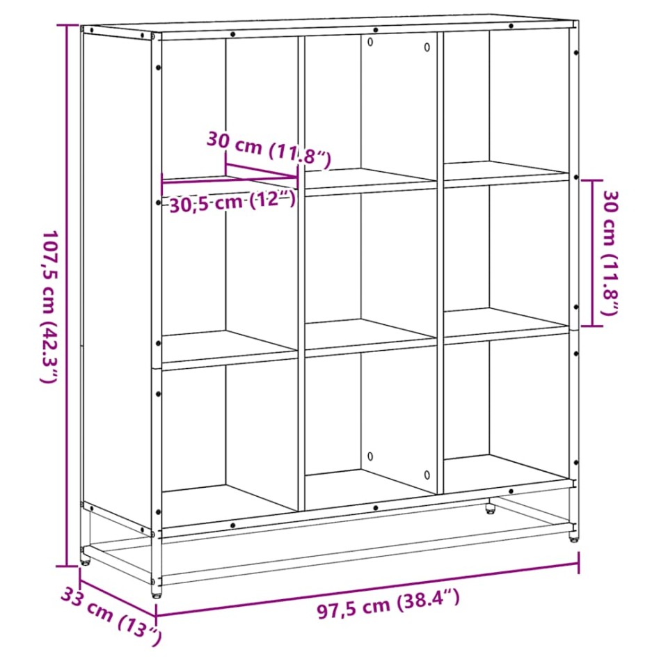 Estantería madera y metal roble Sonoma 97,5x33x107,5