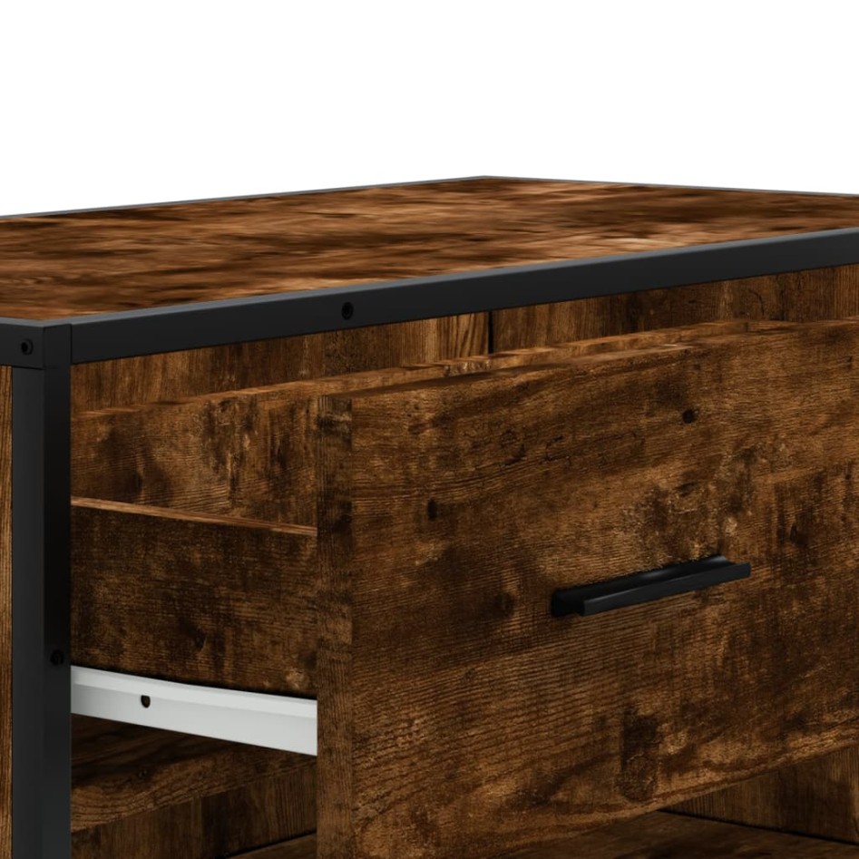 Zapatero de madera y metal roble ahumado 75x38x97,5