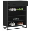 Zapatero de madera de ingeniería y metal negro 75x38x97,5 cm