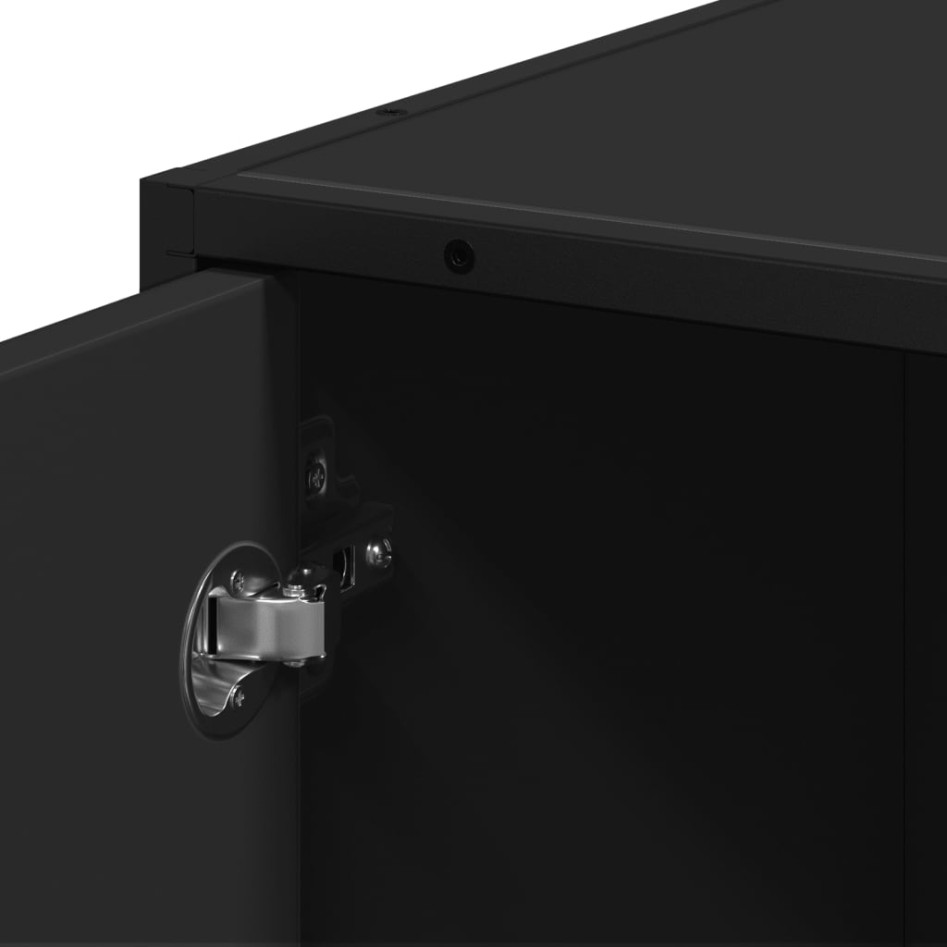 Armario baño madera ingeniería y metal negro 35x37,5x188,5