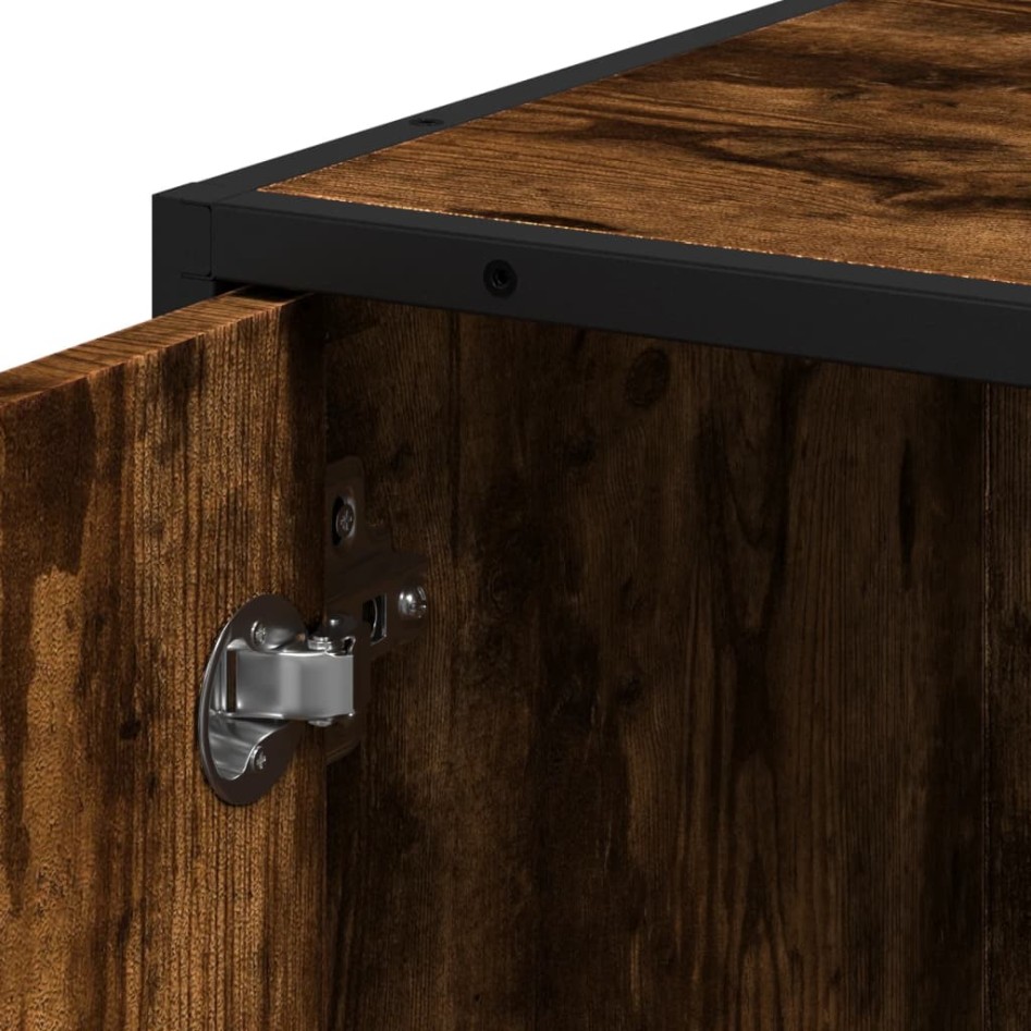 Armario de baño madera y metal roble ahumado 35x37,5x188,5