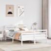 Estructura de cama con cabecero madera de pino blanco 150x200cm