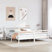 Estructura de cama con cabecero sin colchón blanco 200x200 cm