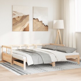 Sofá cama nido con colchones madera maciza de pino 80x200