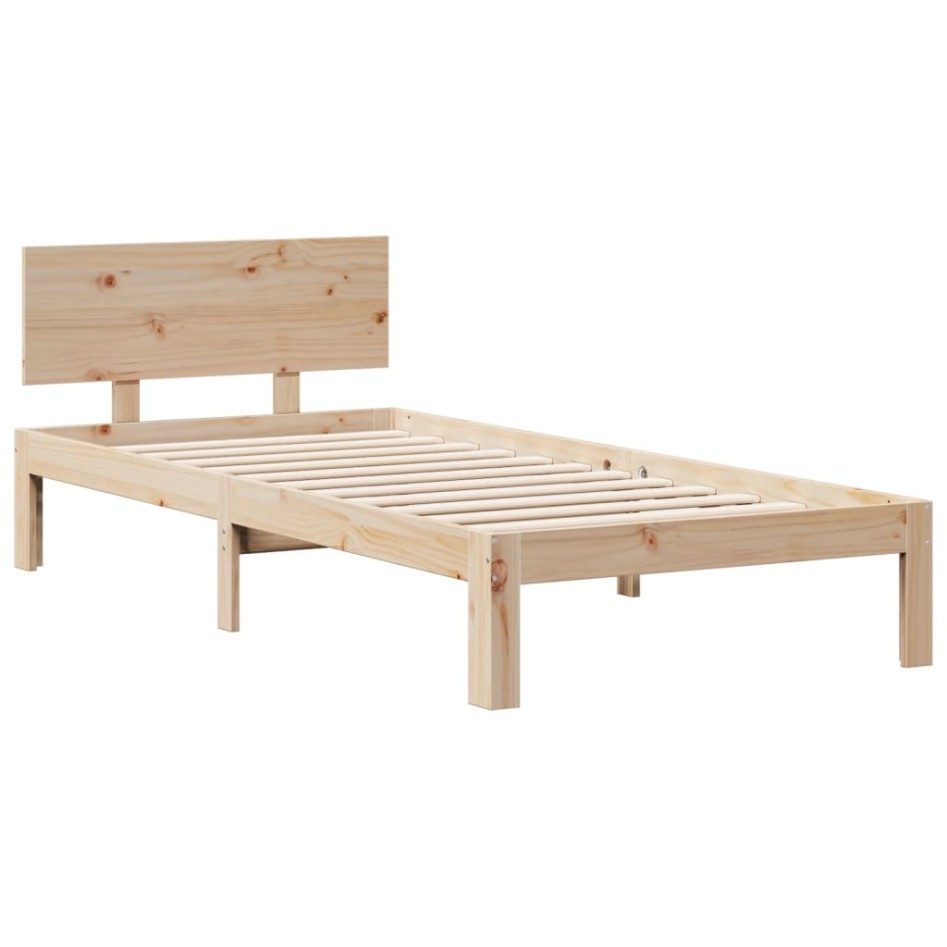 Cama con estantería sin colchón madera maciza de pino 90x190
