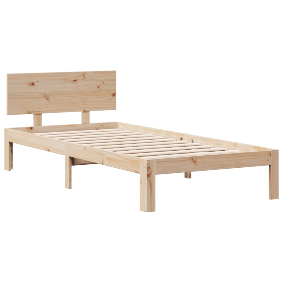 Cama con estantería sin colchón madera maciza de pino 90x200