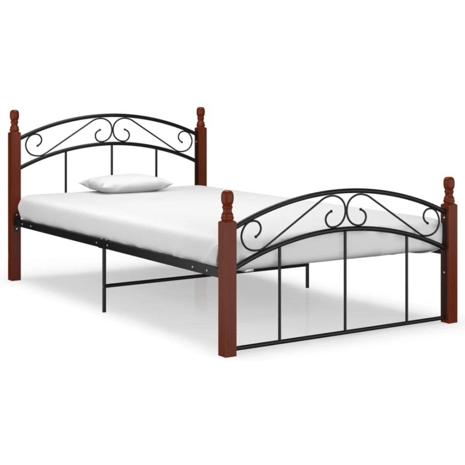 Estructura de cama metal y madera maciza de roble 120x200