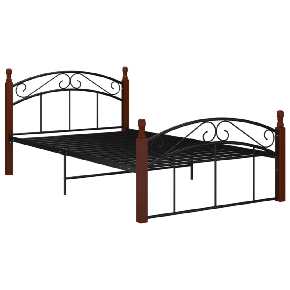 Estructura de cama metal y madera maciza de roble 120x200