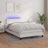 Cama box spring colchón y LED cuero sintético blanco 120x200