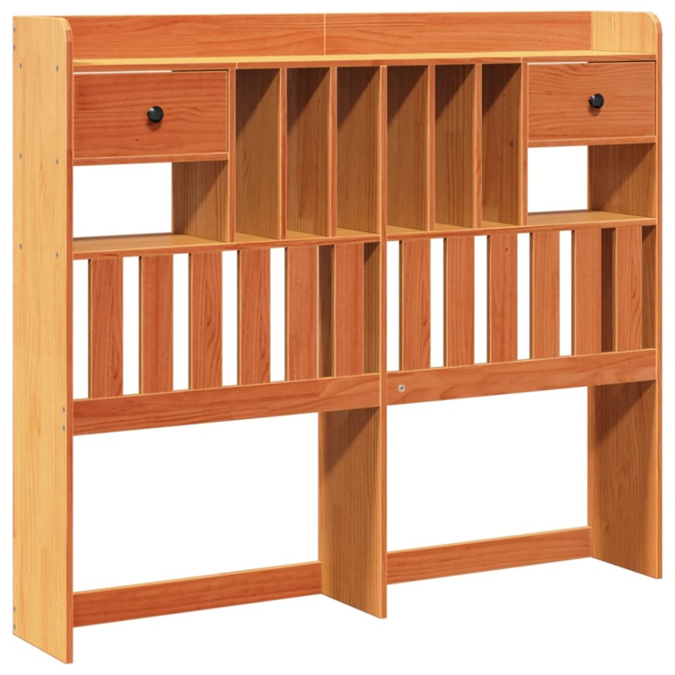 Cabecero de cama almacenaje madera maciza pino marrón 135