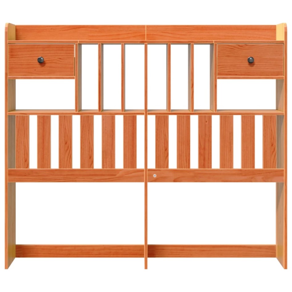 Cabecero de cama almacenaje madera maciza pino marrón 135