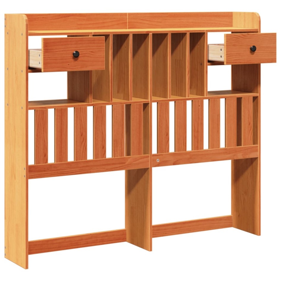 Cabecero de cama almacenaje madera maciza pino marrón 135