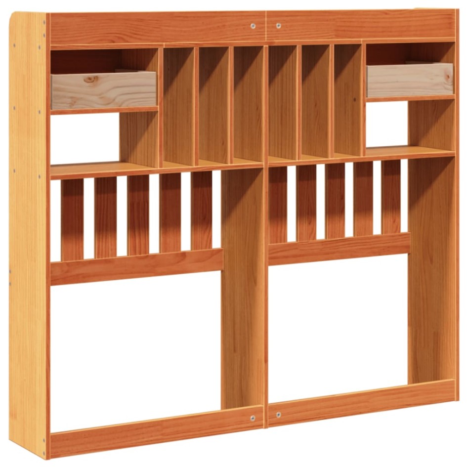 Cabecero de cama almacenaje madera maciza pino marrón 135