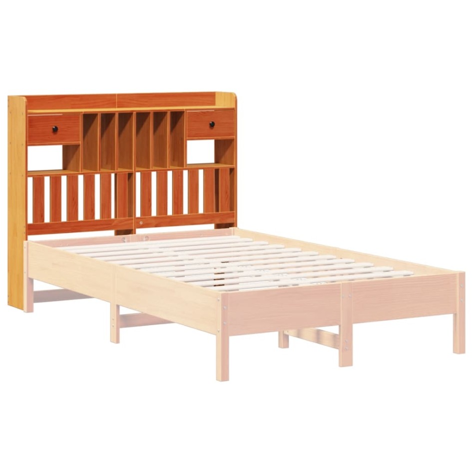 Cabecero de cama almacenaje madera maciza pino marrón 135